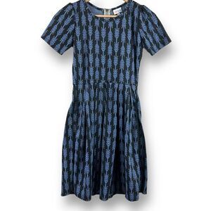 LuLaRoe Womens S Amelia Short Sleeve Midi Dress Arrow Print Black Brown Bohemian